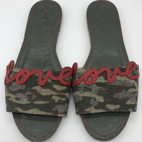 ED ELLEN DEGENERES Sharlin Camo Love Slide Open Toe Slip On Sandals - Size US 6 - Picture 1 of 10